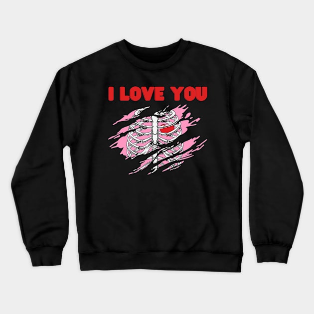 Skeleton Heart Rib Cage X-Ray Crewneck Sweatshirt by HobbyAndArt